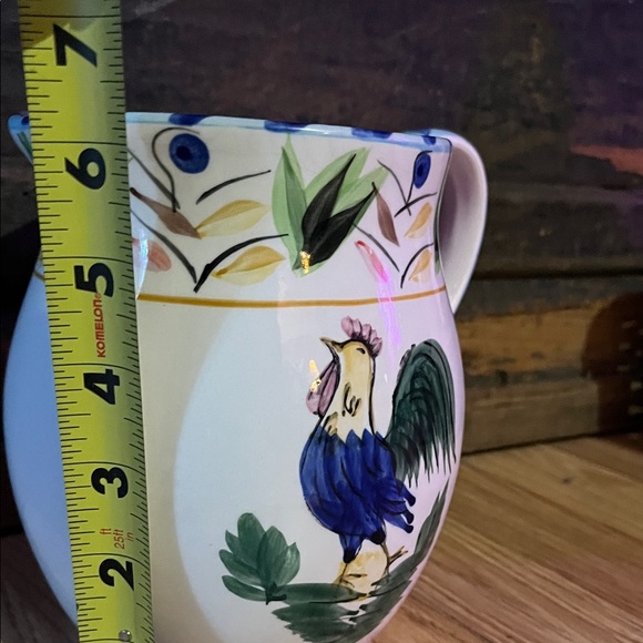 Hand-Painted Rooster Ceramic Pitcher - Picture 8 of 8